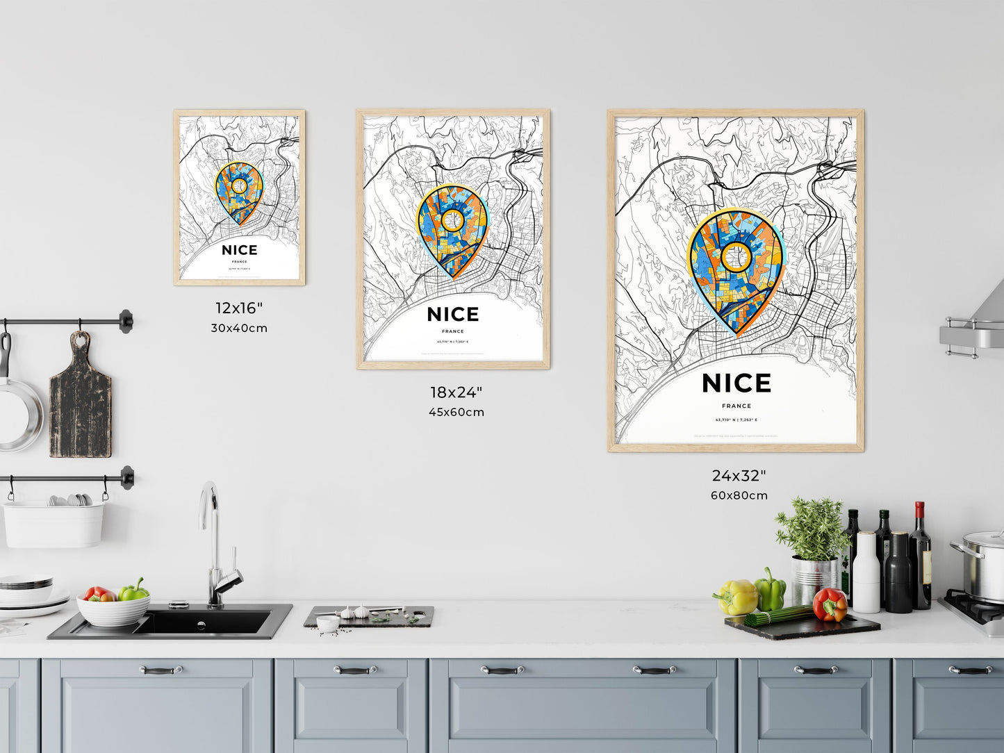 Nice France art map size chart