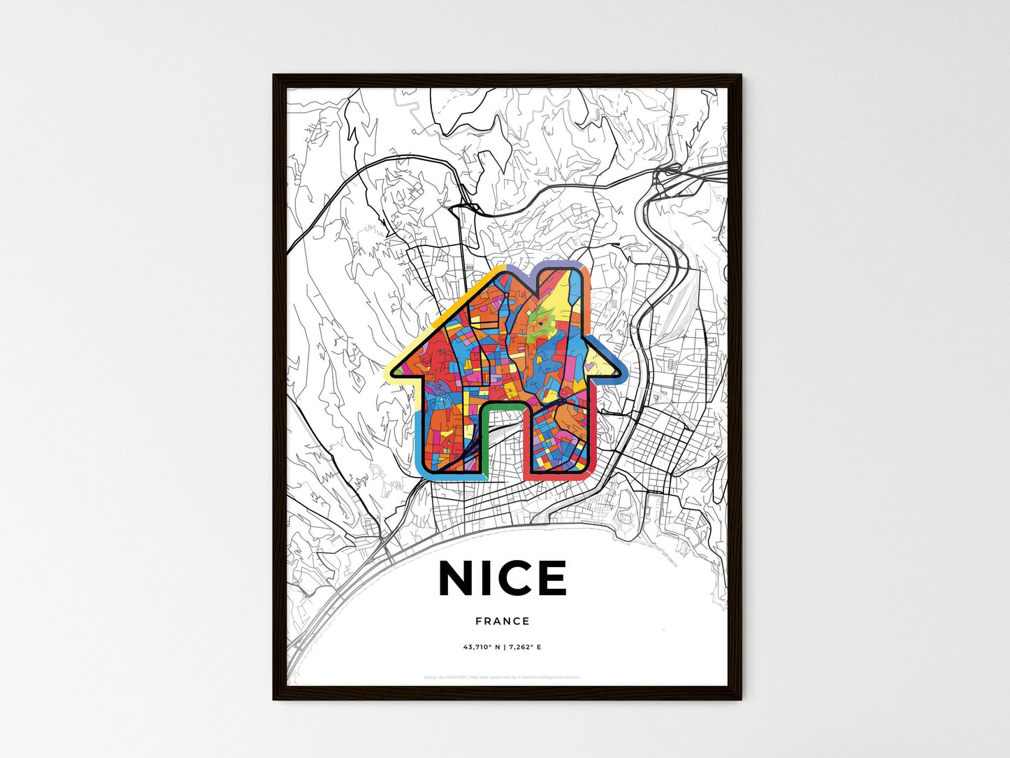 Nice France wedding art map with home icon