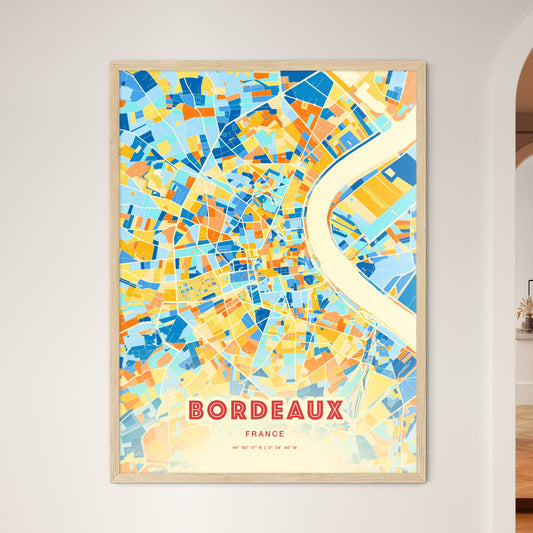 Colorful Bordeaux France Fine Art Map Blue Orange