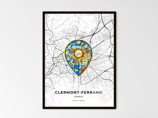 Clermont-Ferrand France wedding art map with pointer icon