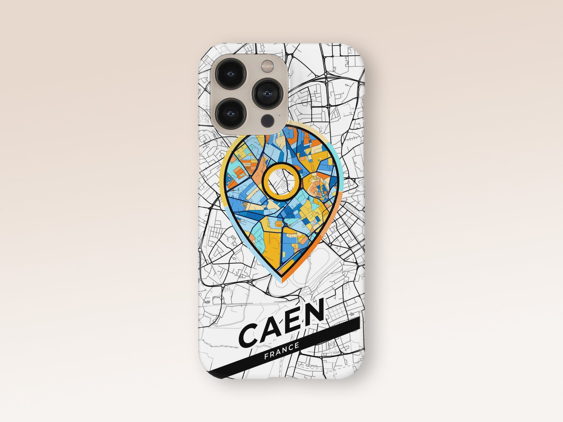Caen France slim phone case with colorful icon. Birthday, wedding or housewarming gift. Couple match cases. 1