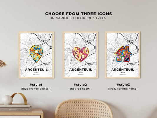 Argenteuil France maps with colorful icons