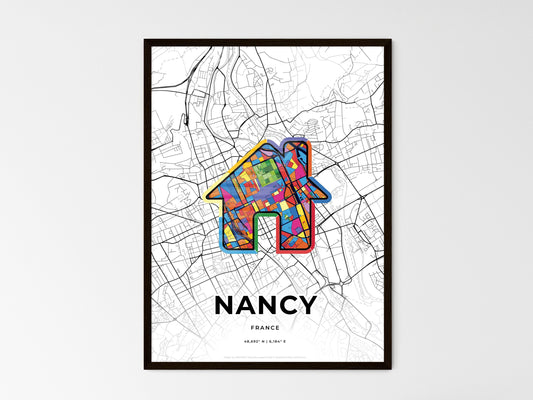 Nancy France wedding art map with home icon