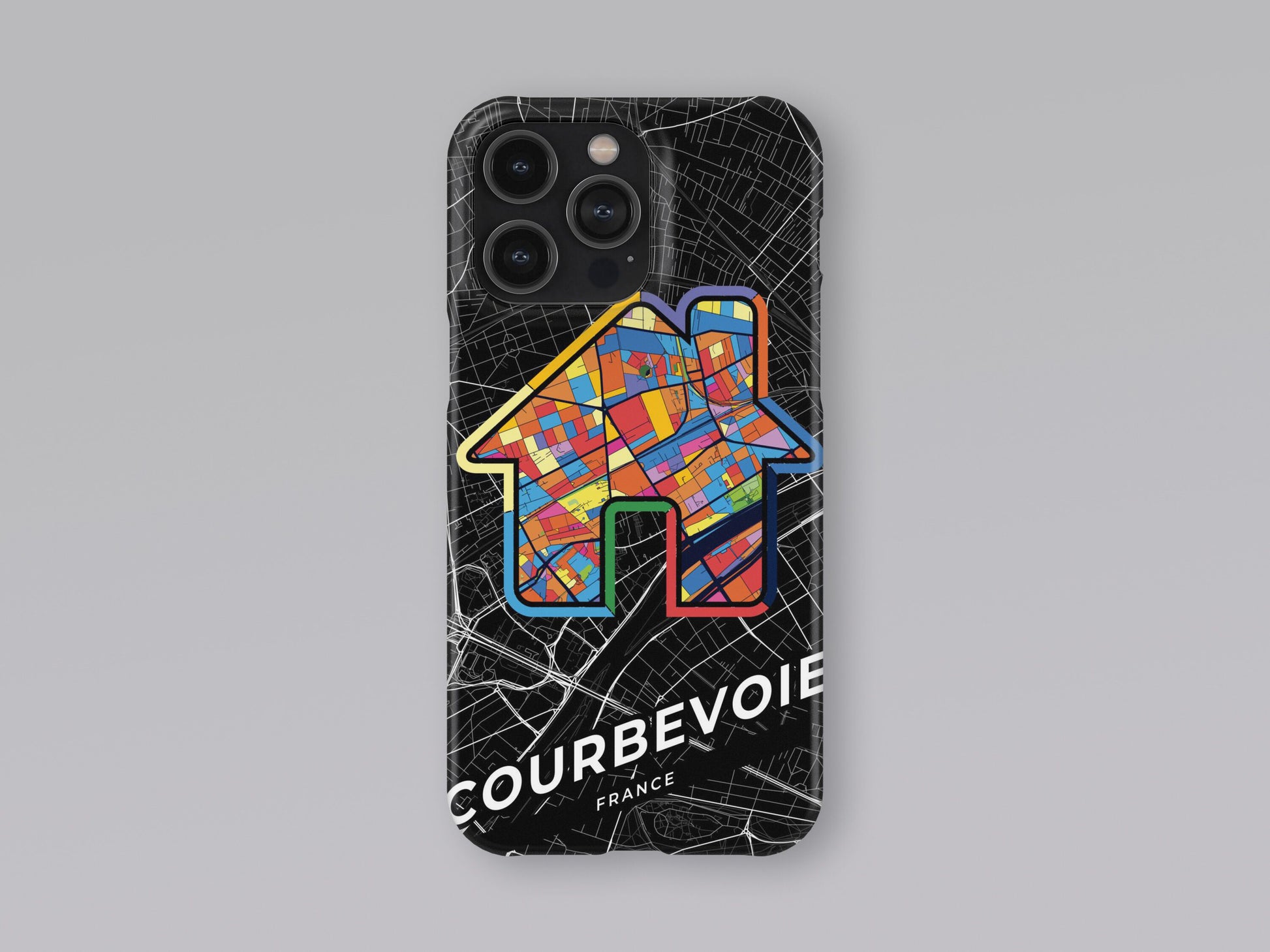Courbevoie France slim phone case with colorful icon. Birthday, wedding or housewarming gift. Couple match cases. 3