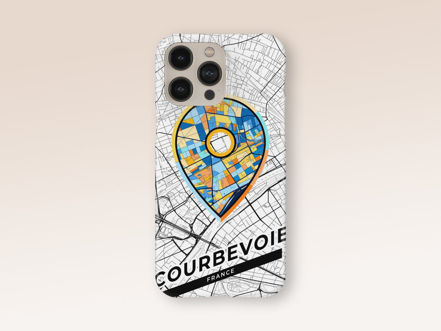 Courbevoie France slim phone case with colorful icon. Birthday, wedding or housewarming gift. Couple match cases. 1