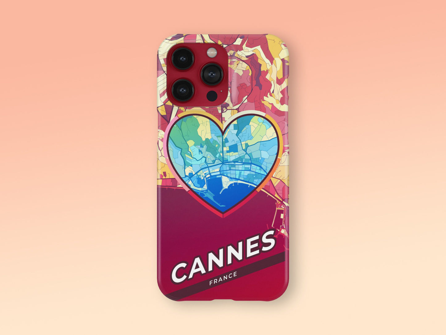 Cannes France slim phone case with colorful icon. Birthday, wedding or housewarming gift. Couple match cases. 2