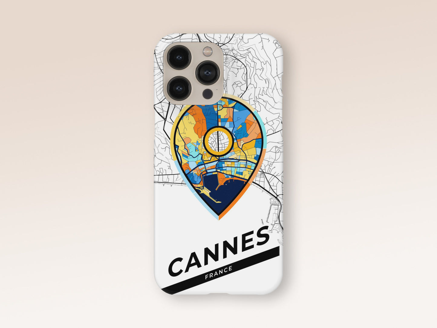 Cannes France slim phone case with colorful icon. Birthday, wedding or housewarming gift. Couple match cases. 1