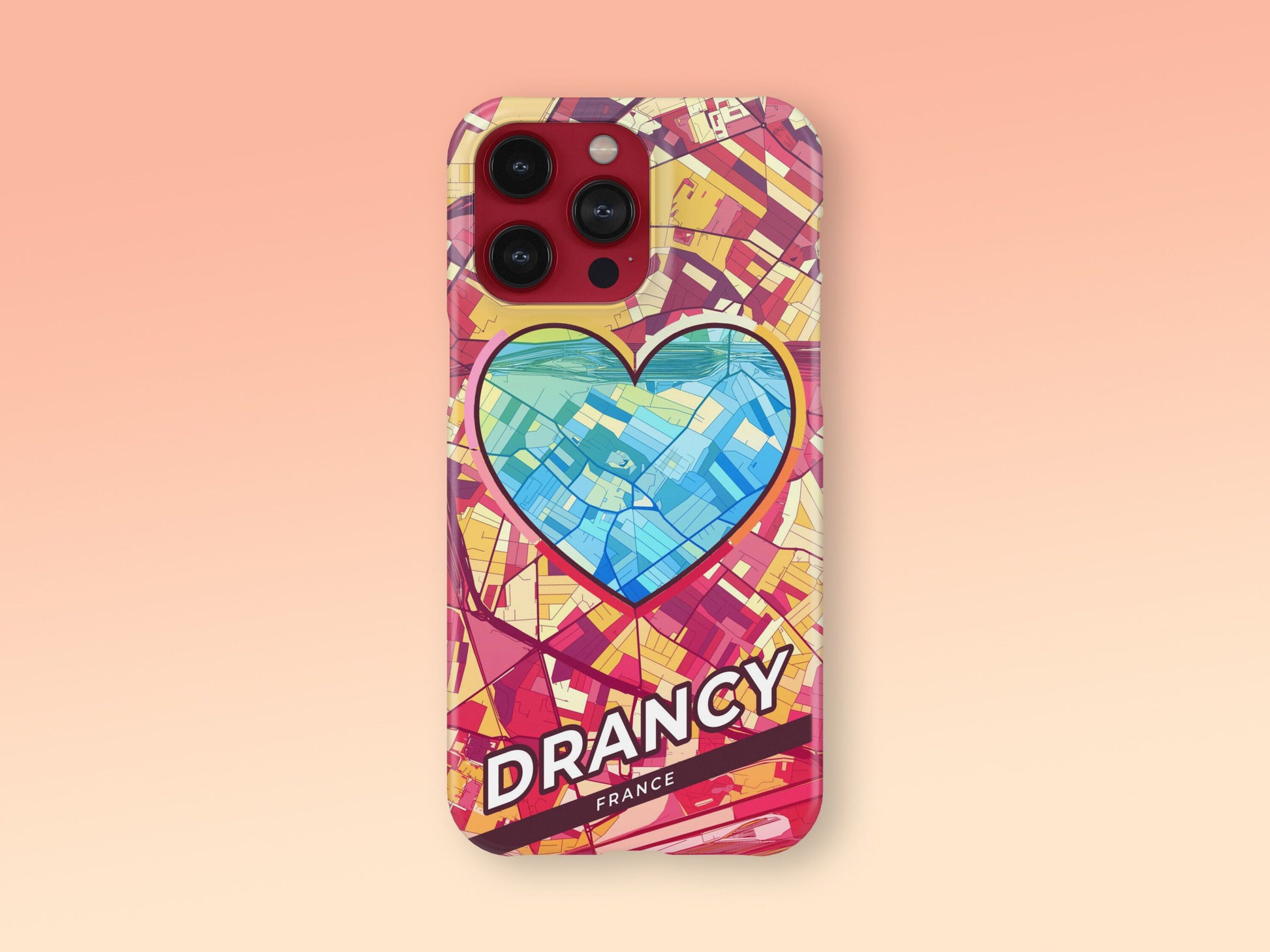 Drancy France slim phone case with colorful icon. Birthday, wedding or housewarming gift. Couple match cases. 2