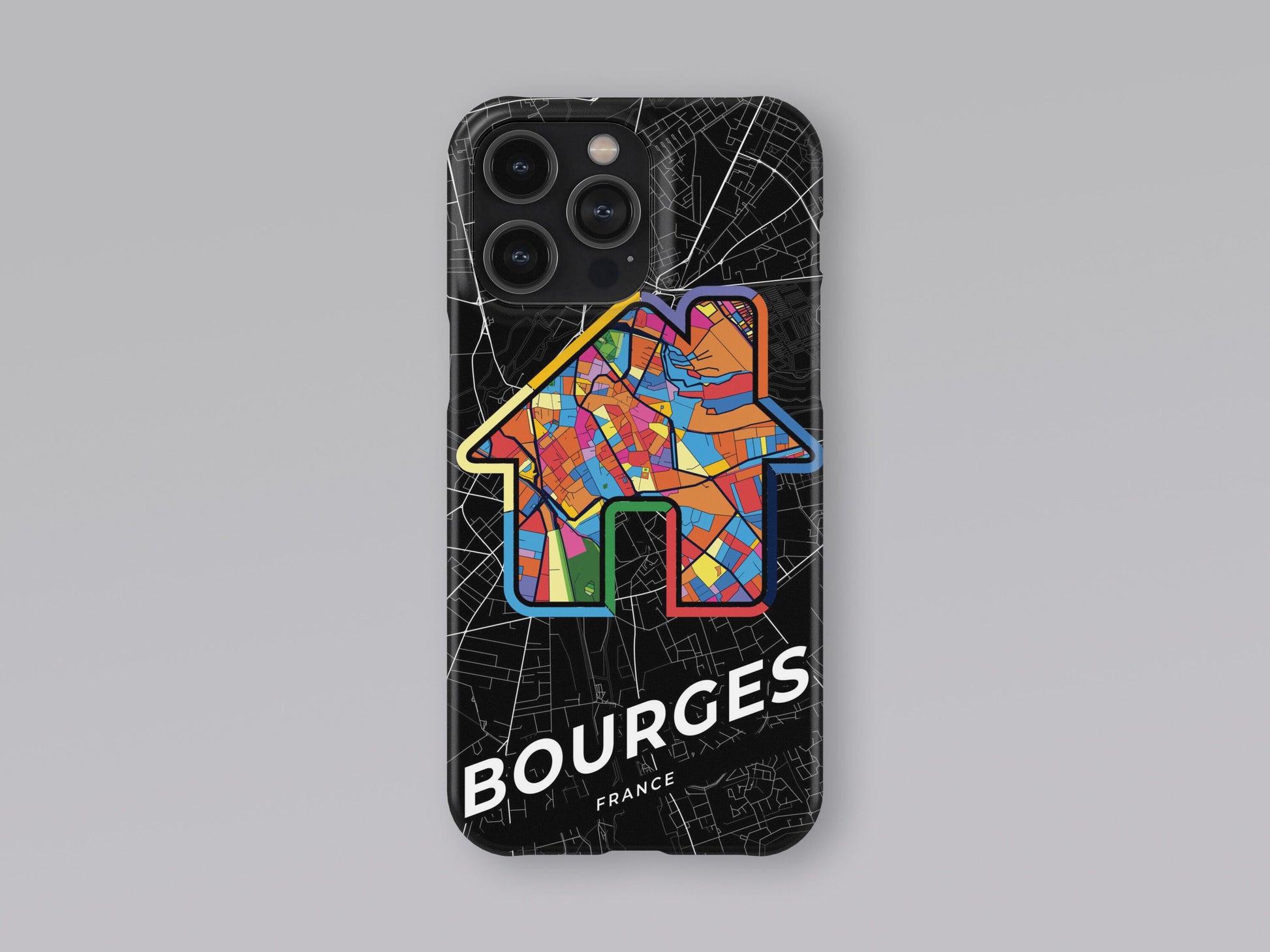 Bourges France slim phone case with colorful icon. Birthday, wedding or housewarming gift. Couple match cases. 3