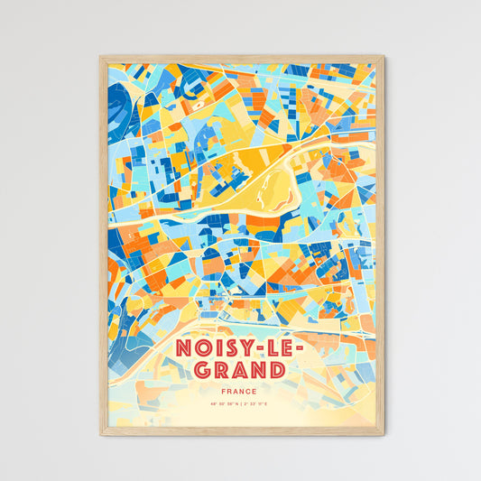 Colorful NOISY-LE-GRAND FRANCE Fine Art Map Blue Orange