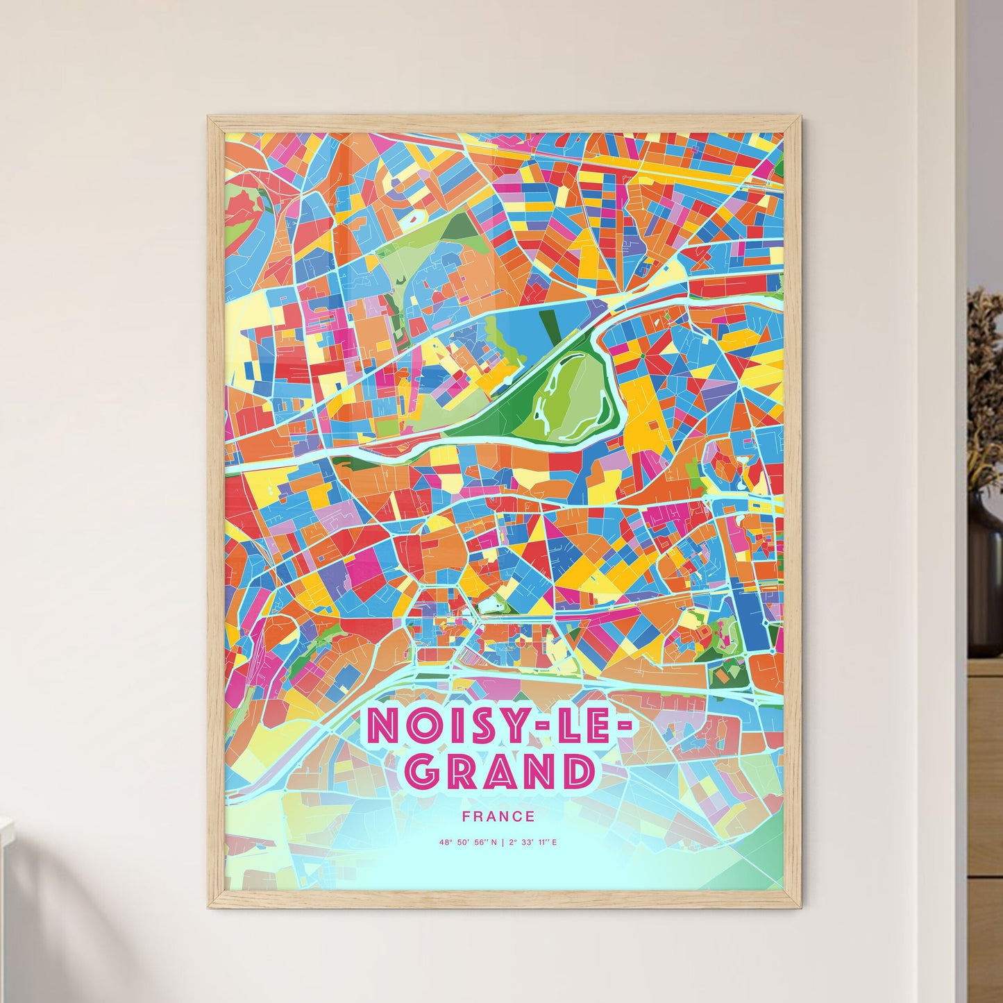 Colorful NOISY-LE-GRAND FRANCE Fine Art Map Crazy Colors