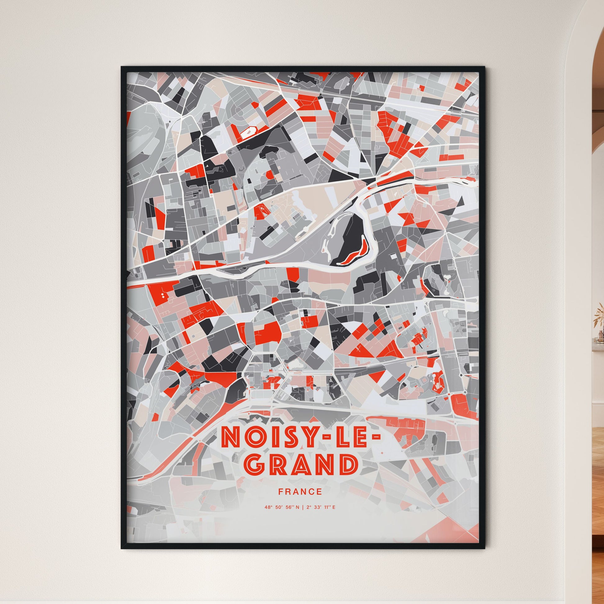 Colorful NOISY-LE-GRAND FRANCE Fine Art Map Modern