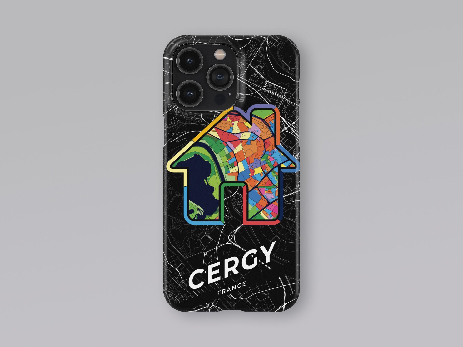 Cergy France slim phone case with colorful icon. Birthday, wedding or housewarming gift. Couple match cases. 3