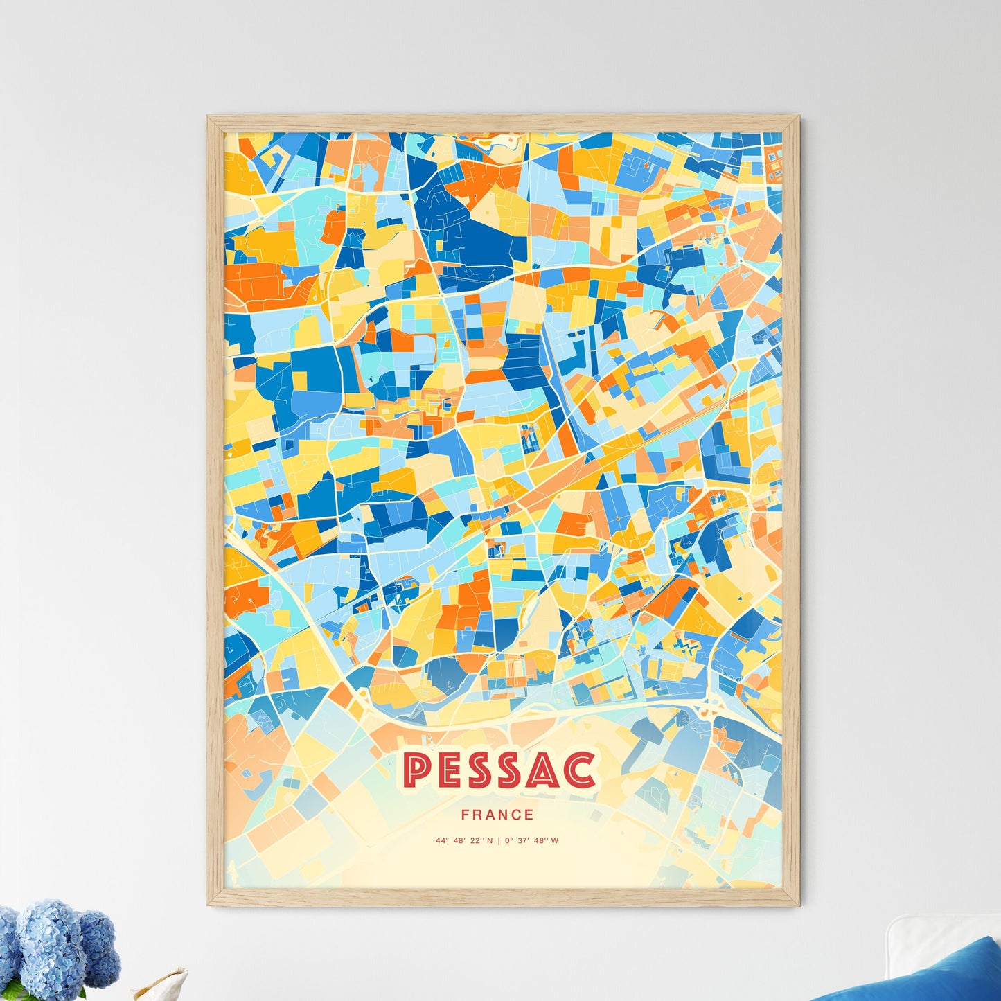 Colorful Pessac France Fine Art Print Blue Orange