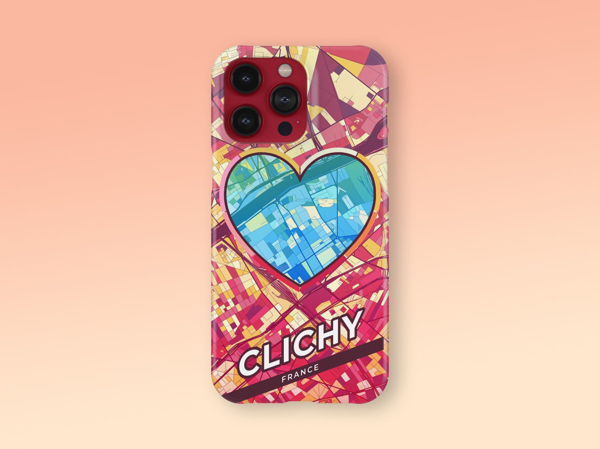 Clichy France slim phone case with colorful icon. Birthday, wedding or housewarming gift. Couple match cases. 2