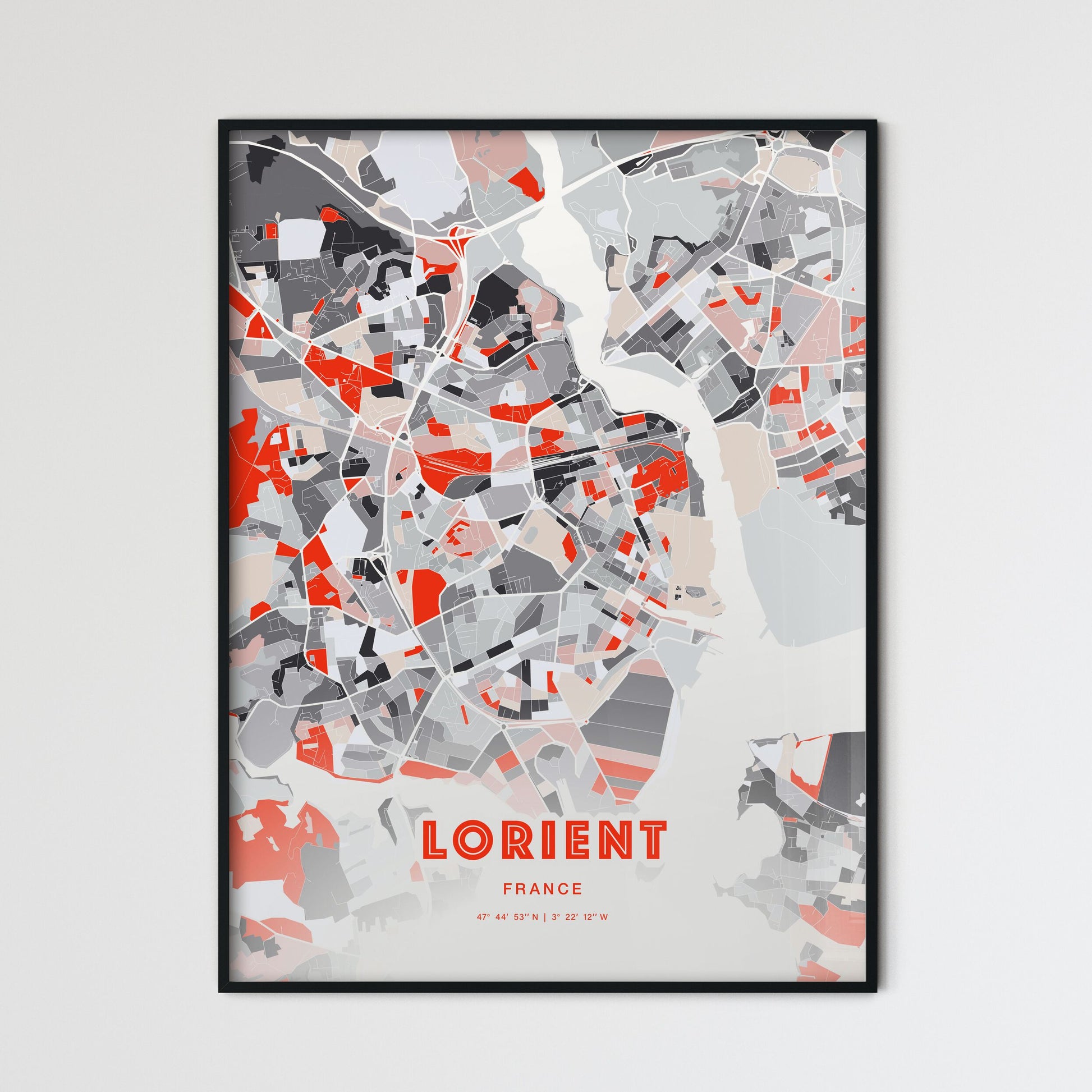 Colorful LORIENT FRANCE Fine Art Map Modern