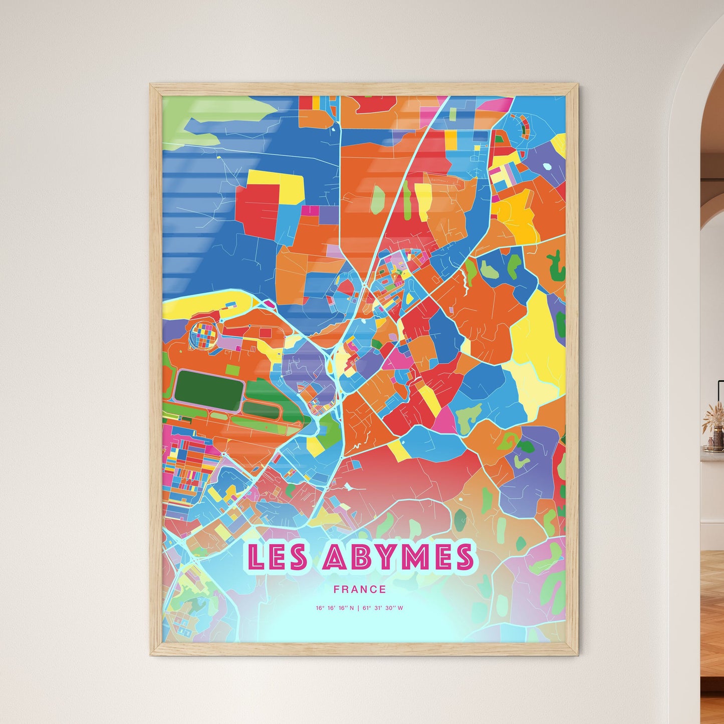 Colorful LES ABYMES FRANCE Fine Art Map Crazy Colors