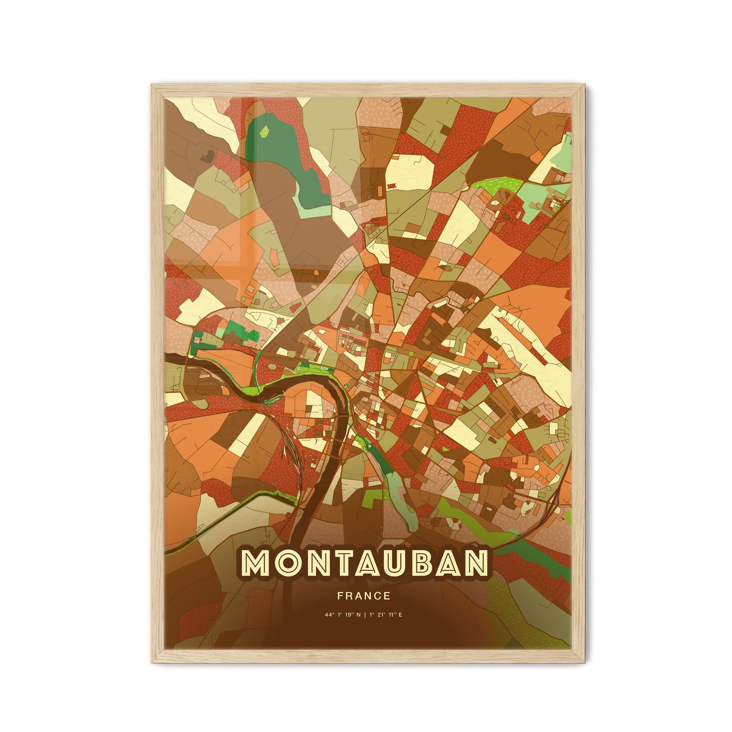 Colorful MONTAUBAN FRANCE Fine Art Map Farmhouse