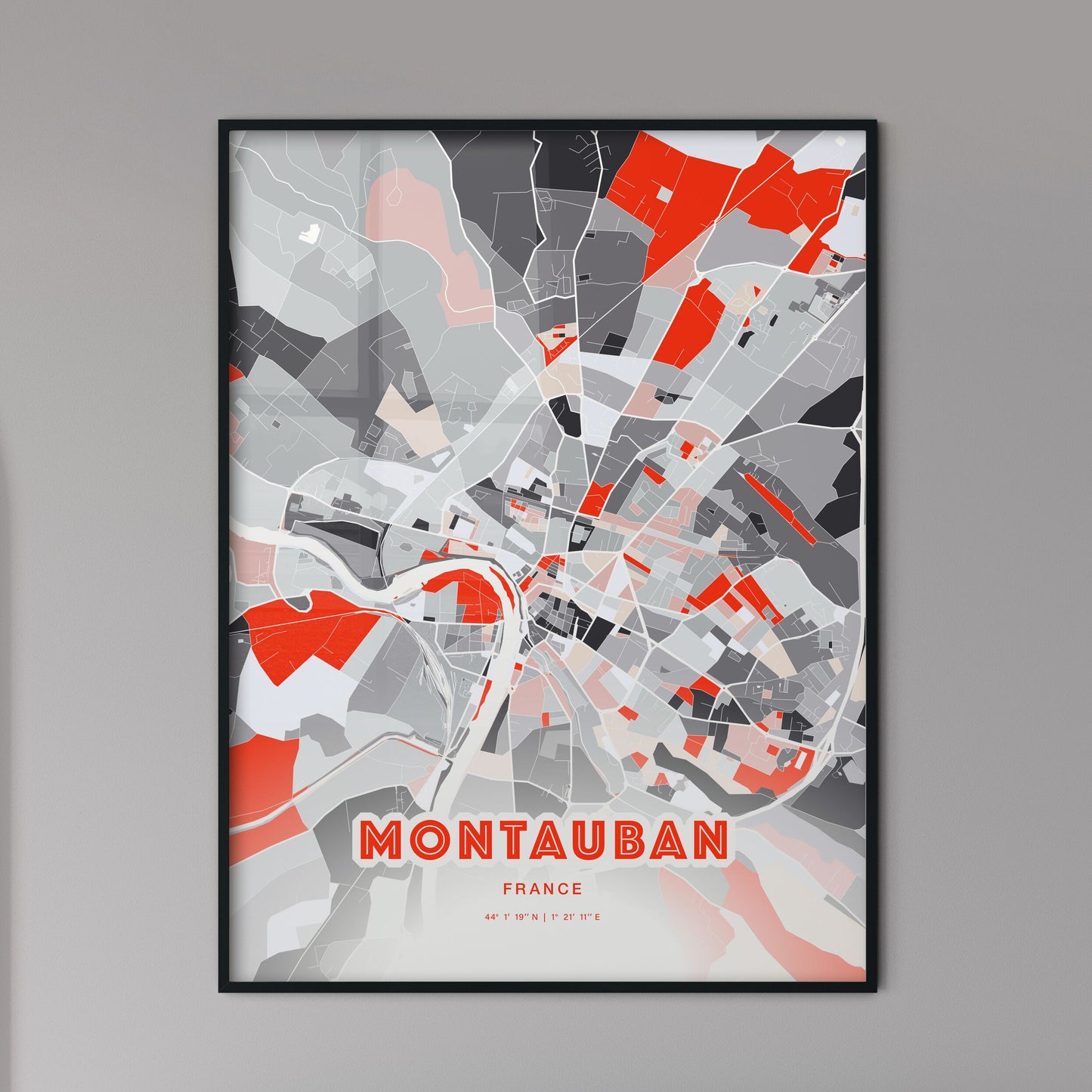 Colorful MONTAUBAN FRANCE Fine Art Map Modern