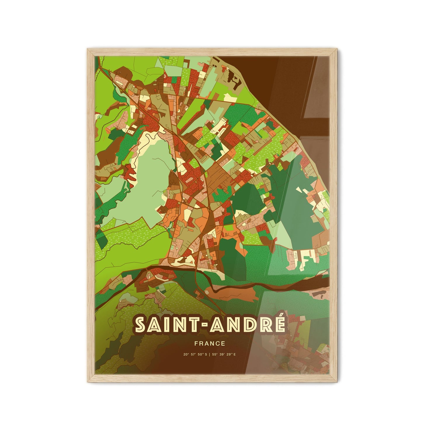 Colorful SAINT-ANDRÉ FRANCE Fine Art Map Farmhouse