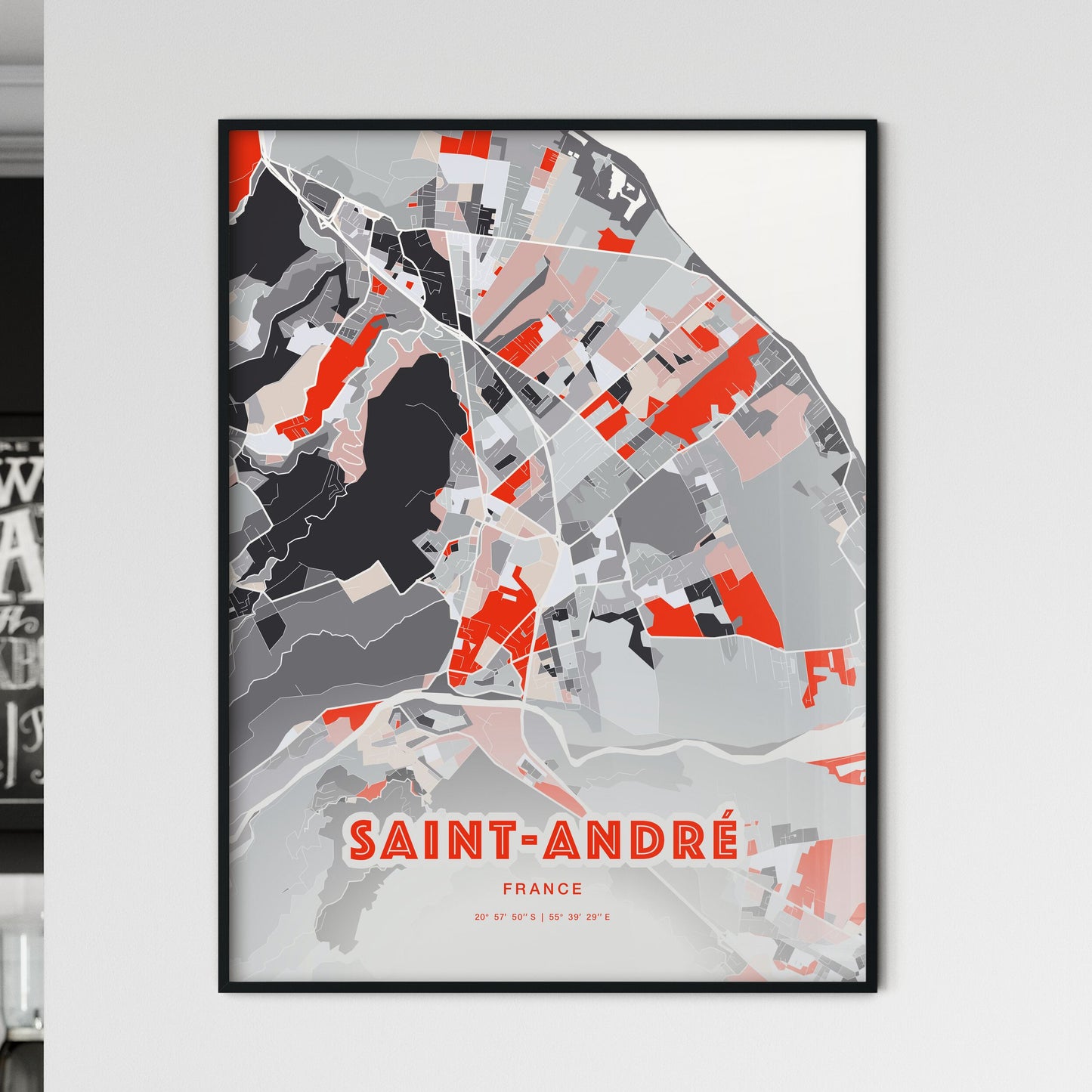 Colorful SAINT-ANDRÉ FRANCE Fine Art Map Modern