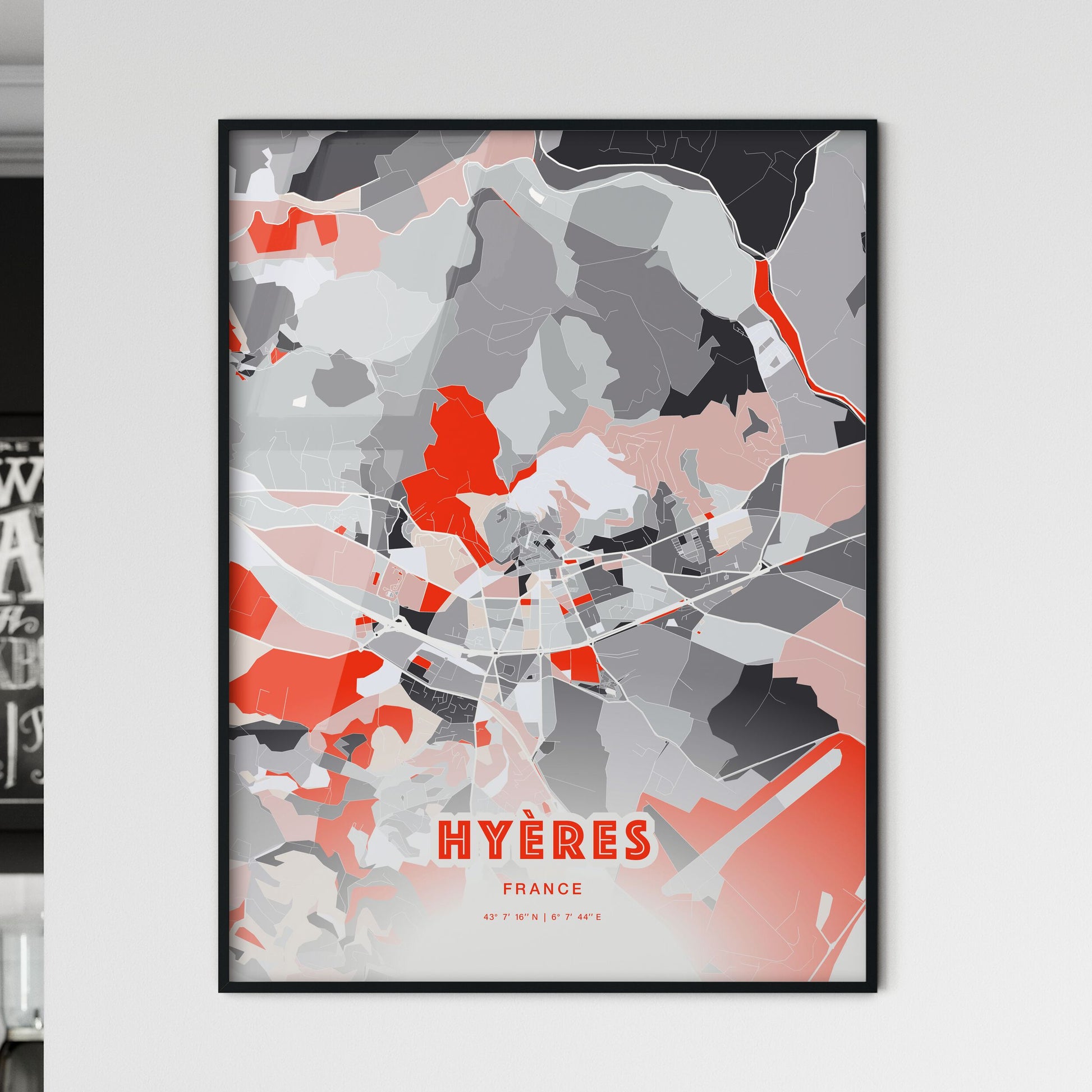 Colorful HYÈRES FRANCE Fine Art Map Modern