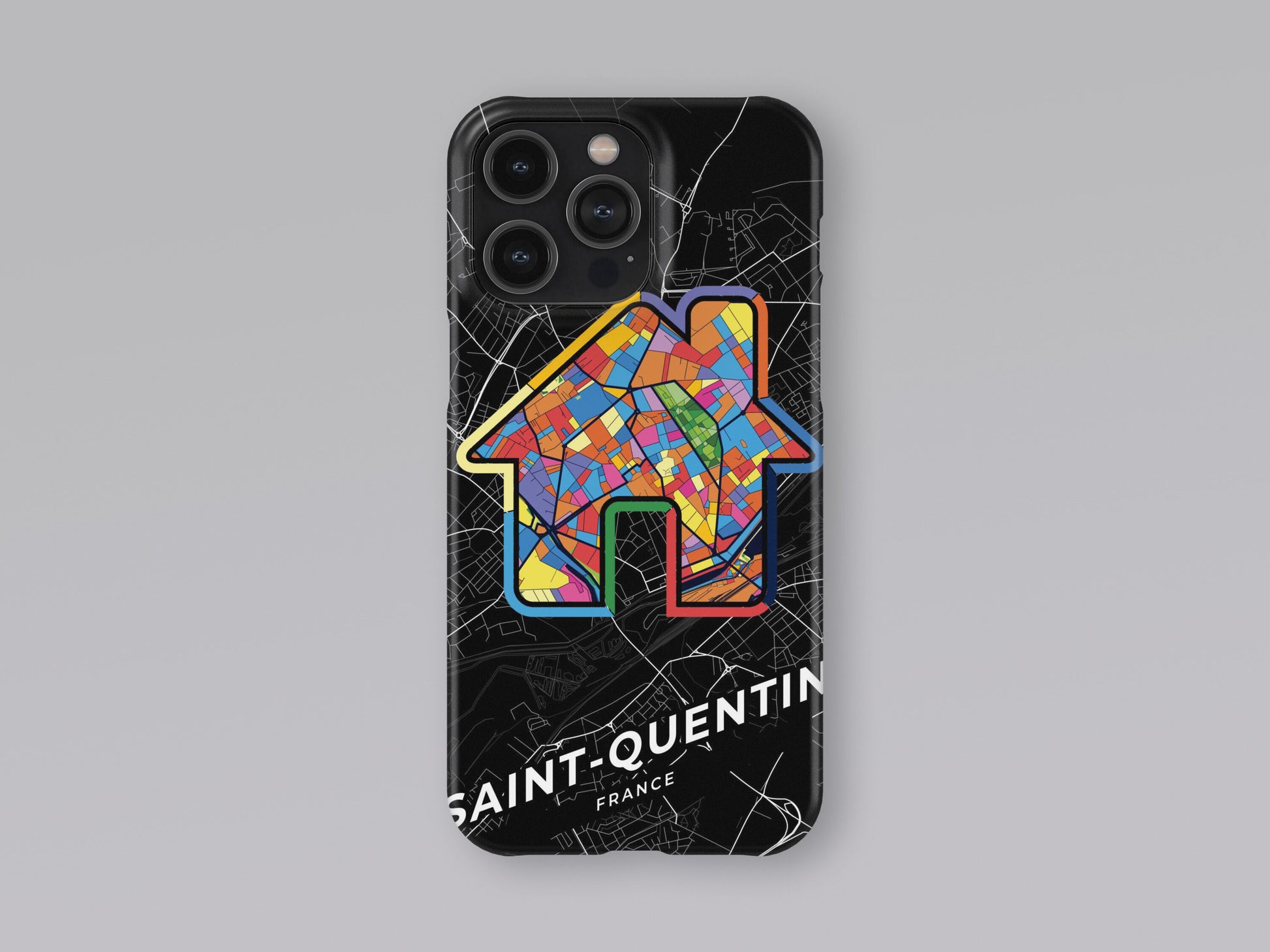 Saint-Quentin France slim phone case with colorful icon. Birthday, wedding or housewarming gift. Couple match cases. 3