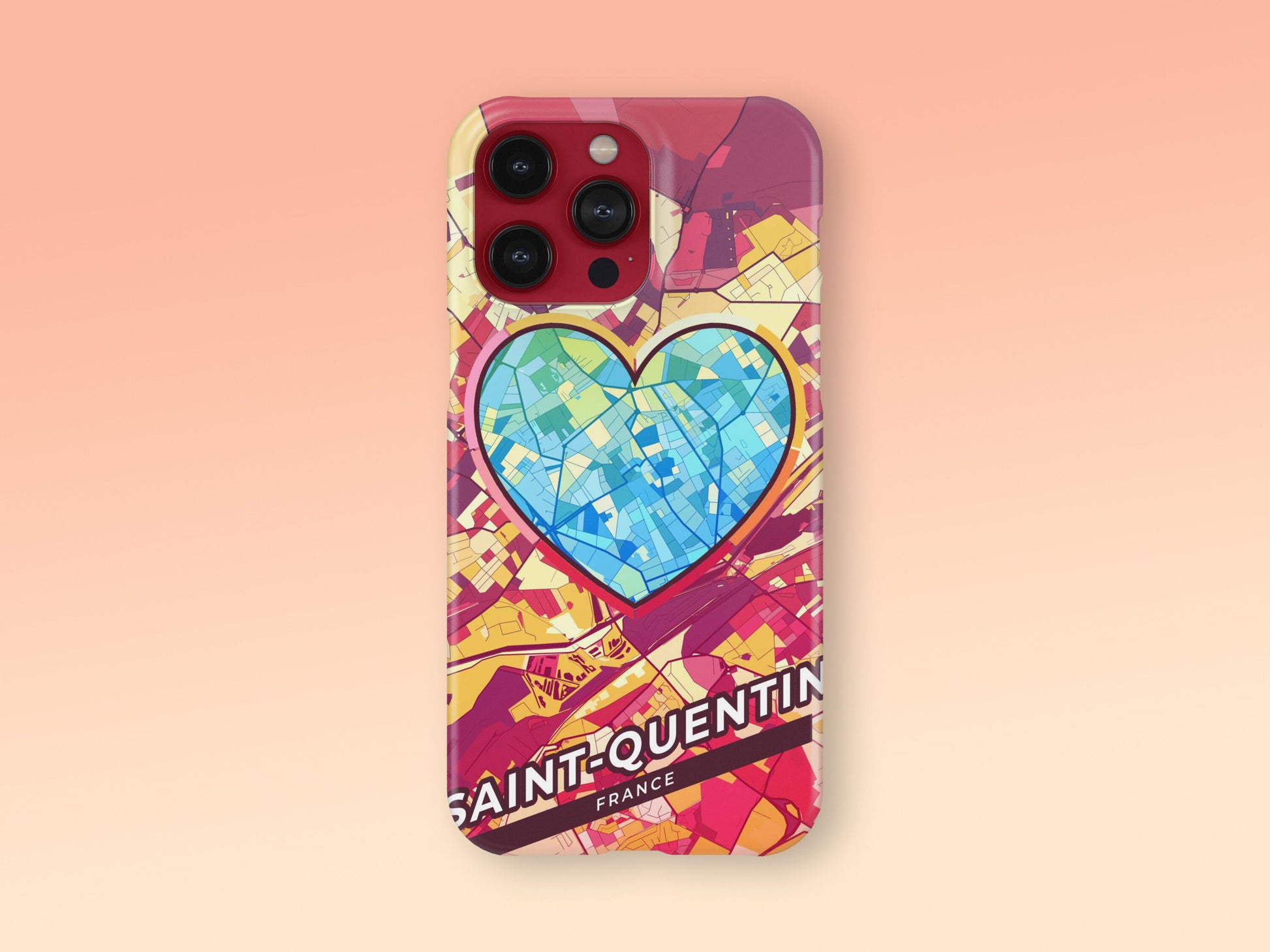 Saint-Quentin France slim phone case with colorful icon. Birthday, wedding or housewarming gift. Couple match cases. 2