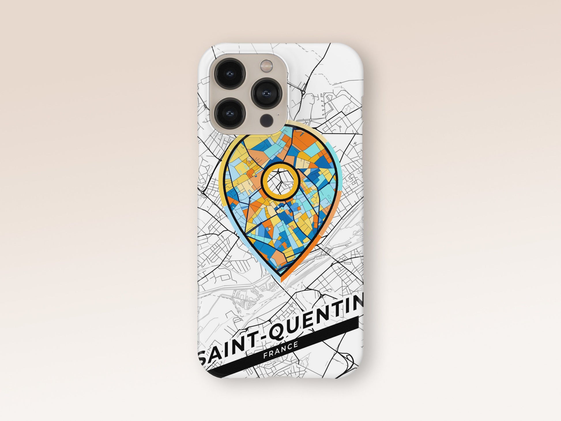 Saint-Quentin France slim phone case with colorful icon. Birthday, wedding or housewarming gift. Couple match cases. 1