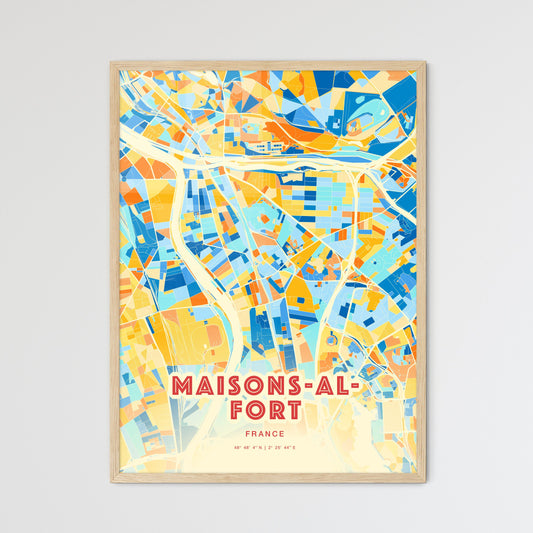 Colorful MAISONS-ALFORT FRANCE Fine Art Map Blue Orange