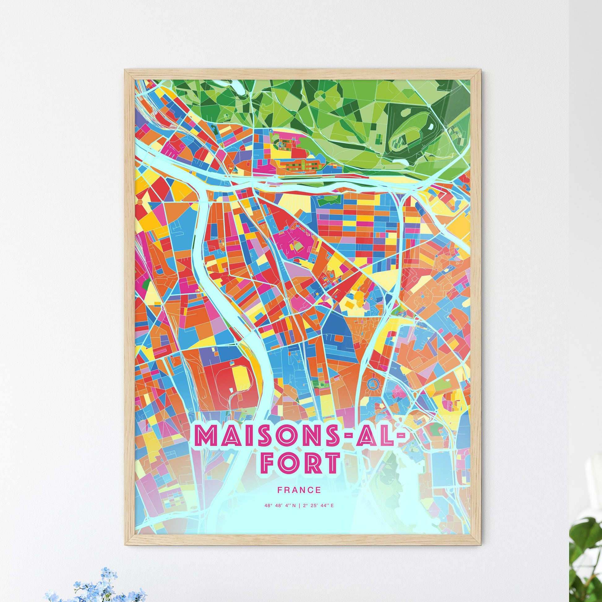 Colorful MAISONS-ALFORT FRANCE Fine Art Map Crazy Colors