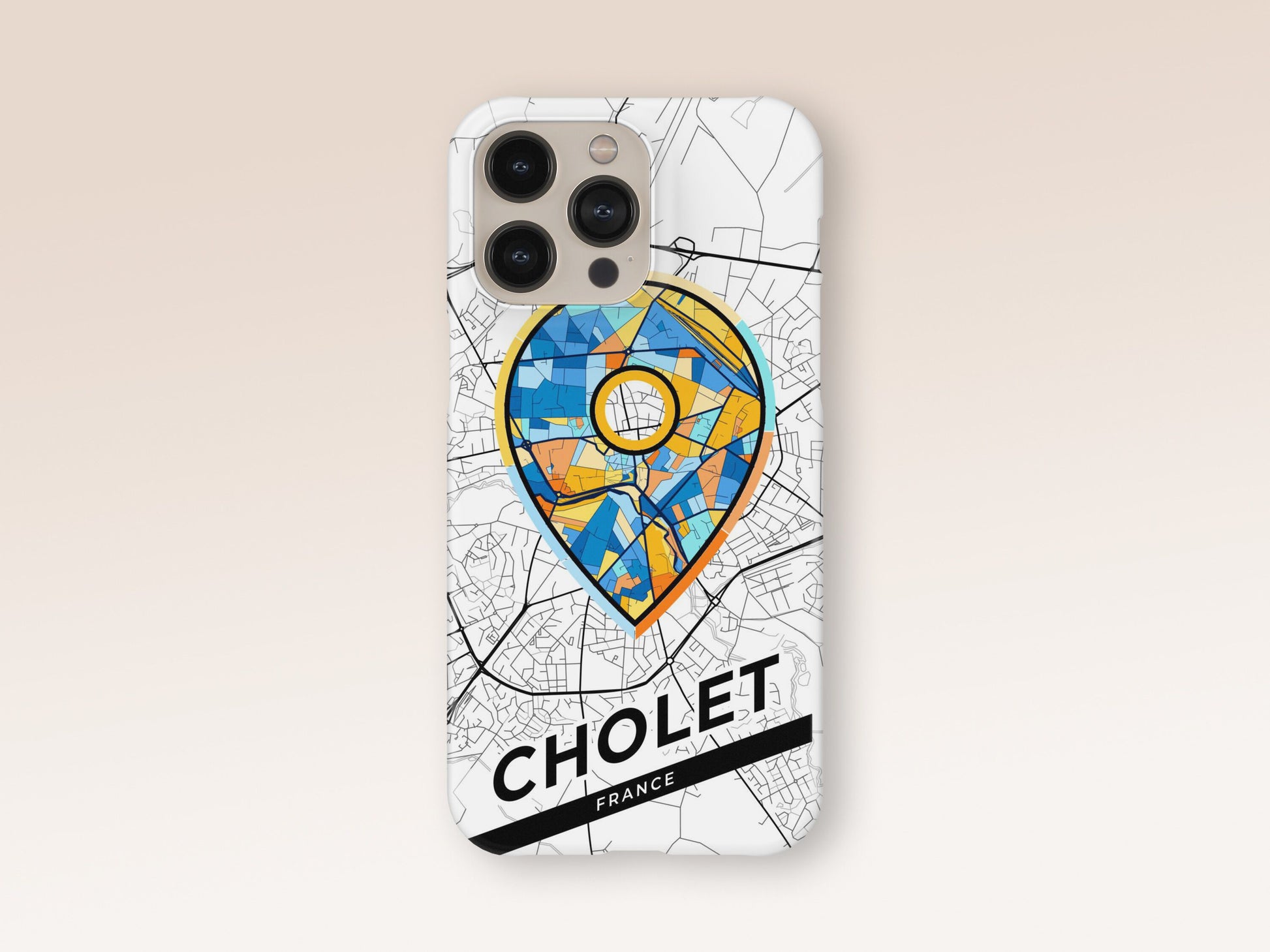 Cholet France slim phone case with colorful icon. Birthday, wedding or housewarming gift. Couple match cases. 1