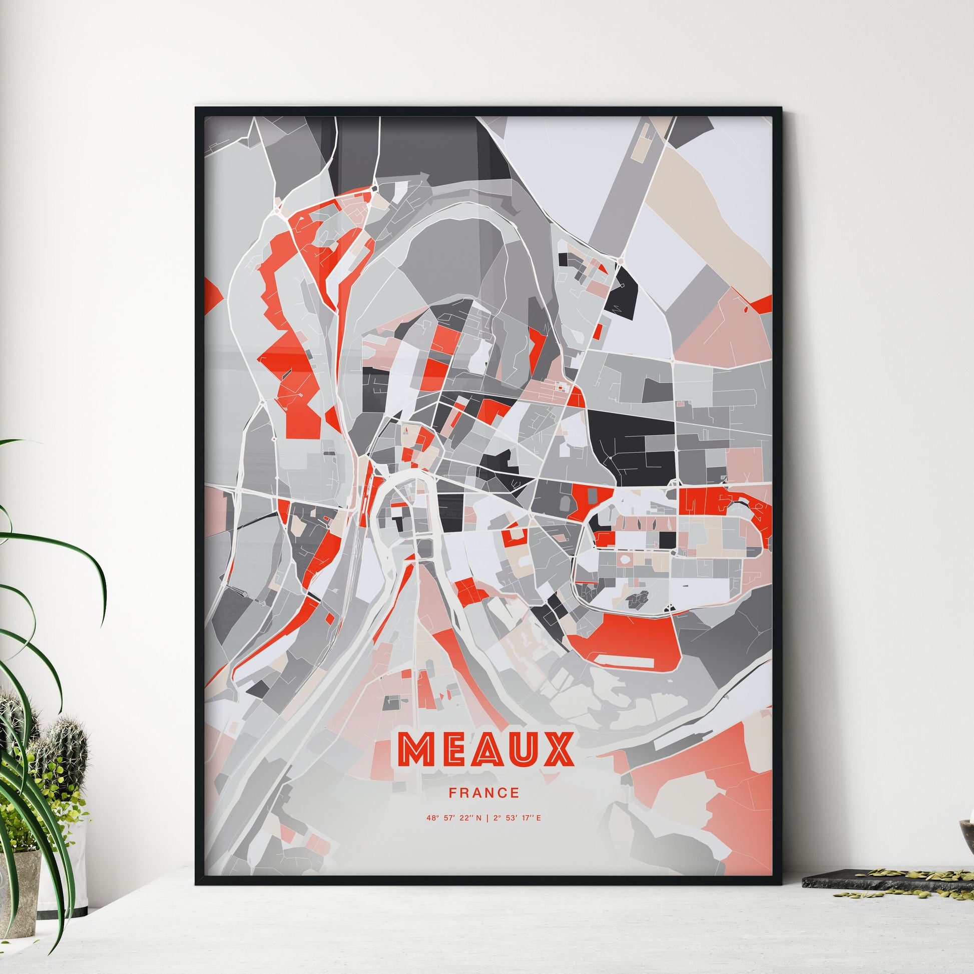 Colorful MEAUX FRANCE Fine Art Map Modern