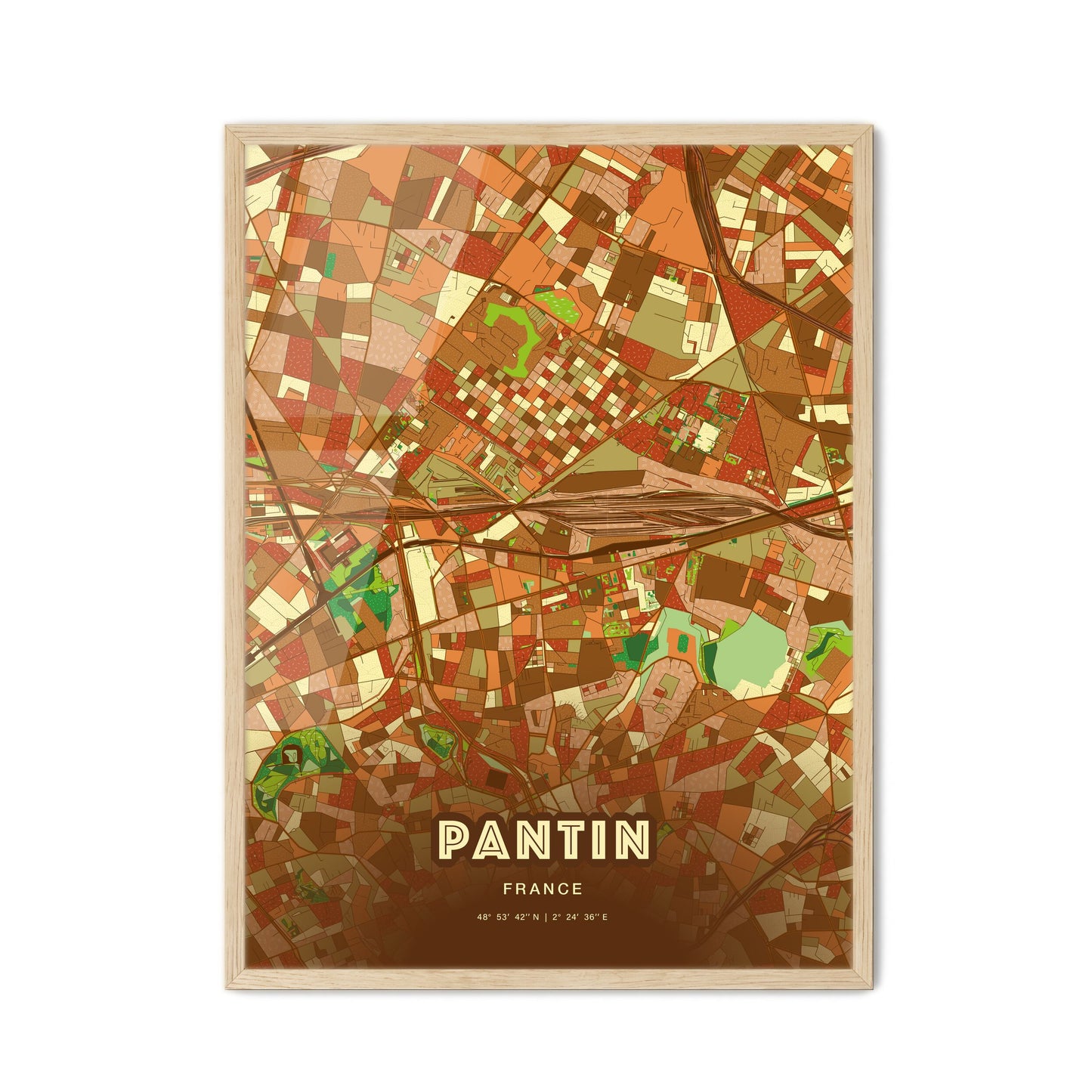 Colorful PANTIN FRANCE Fine Art Map Farmhouse