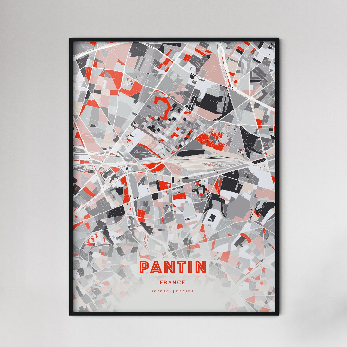 Colorful PANTIN FRANCE Fine Art Map Modern