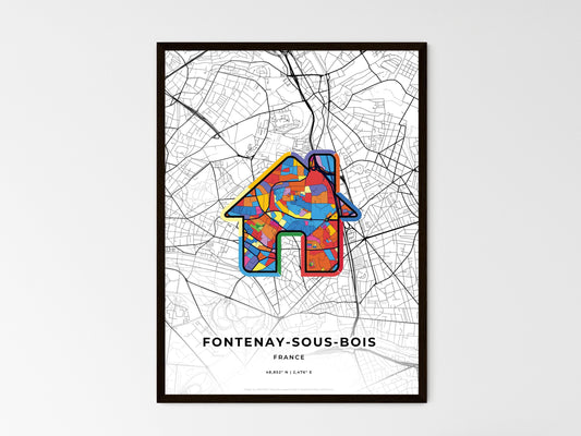Fontenay-Sous-Bois France wedding art map with home icon