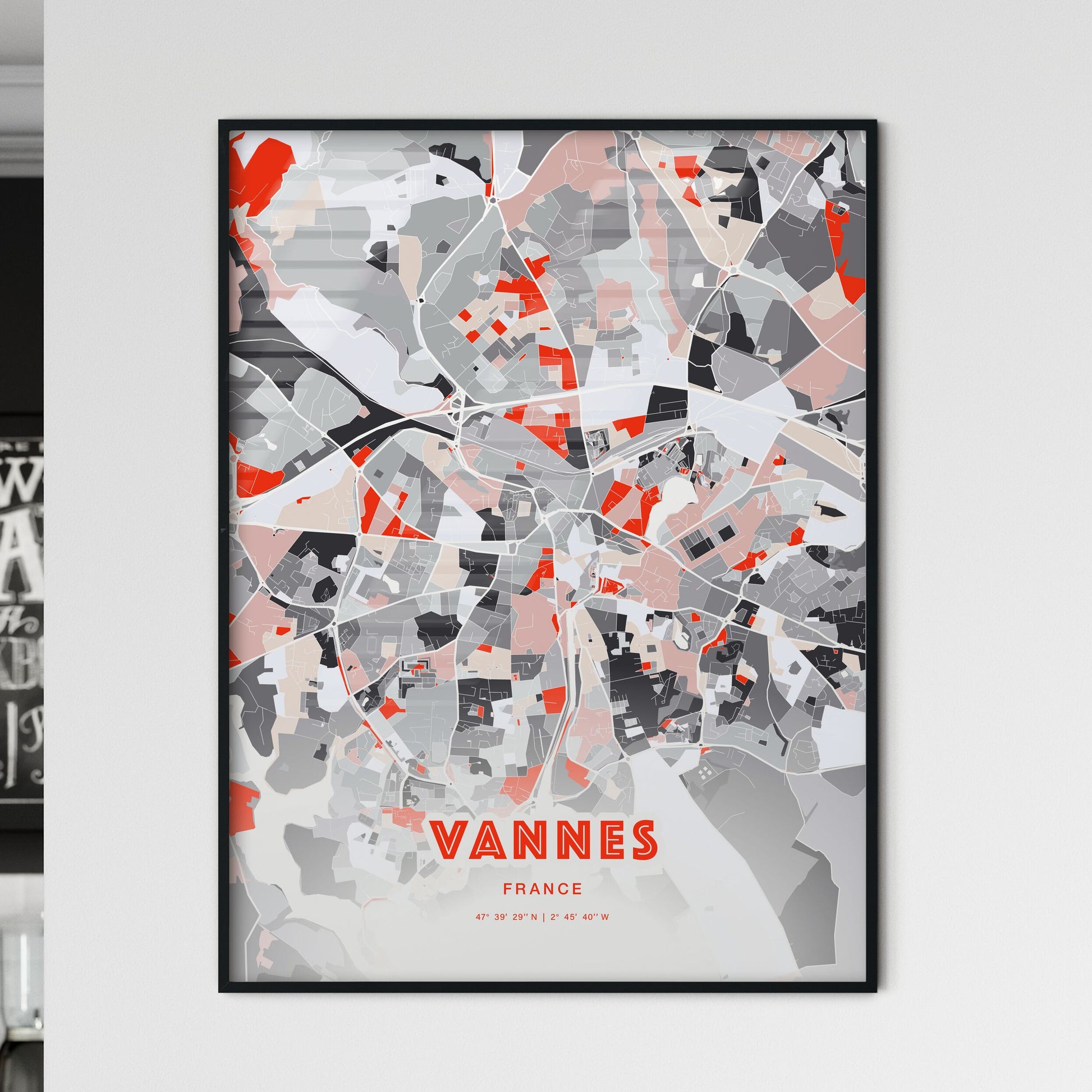 Colorful VANNES FRANCE Fine Art Map Modern