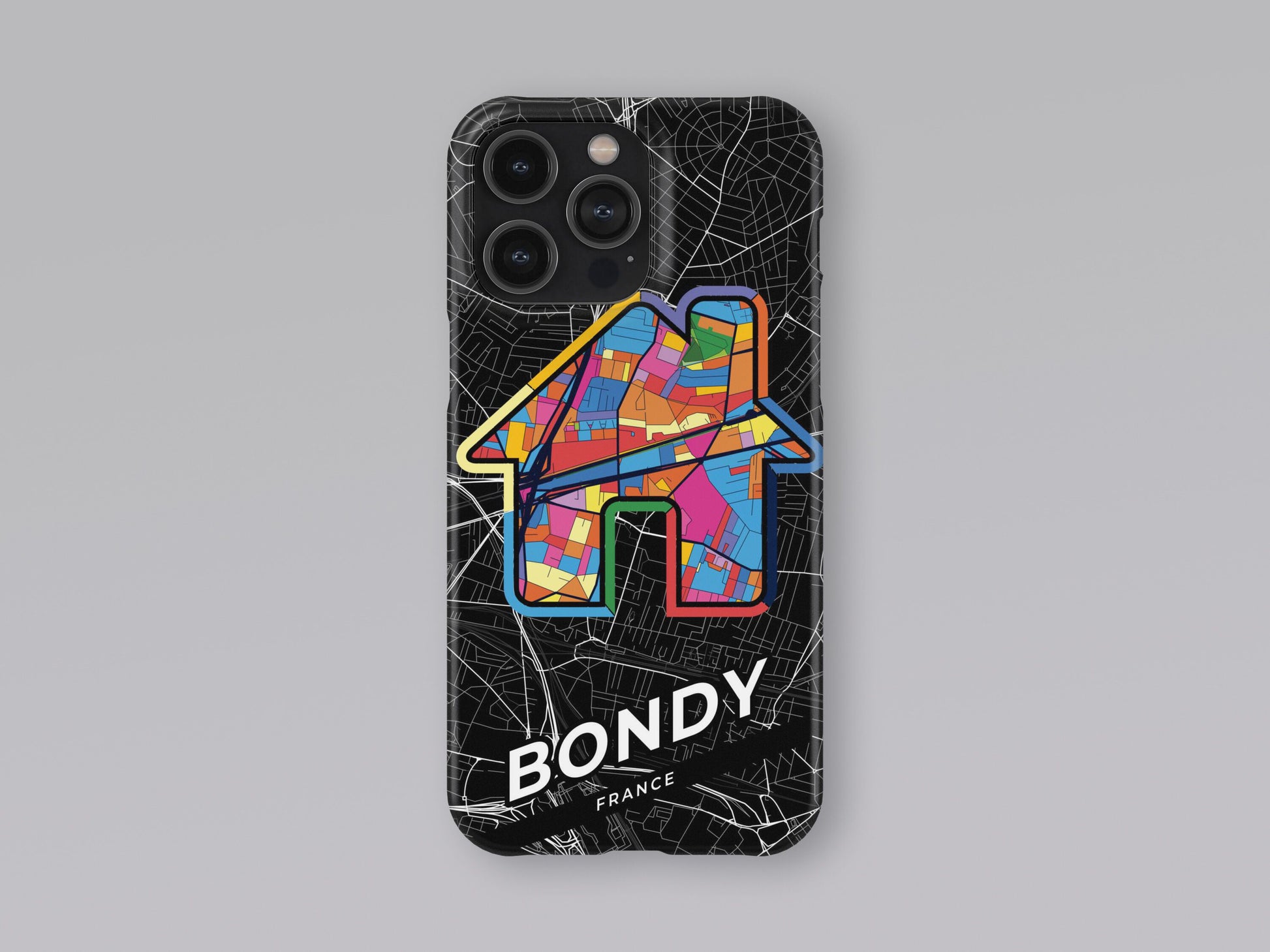 Bondy France slim phone case with colorful icon. Birthday, wedding or housewarming gift. Couple match cases. 3
