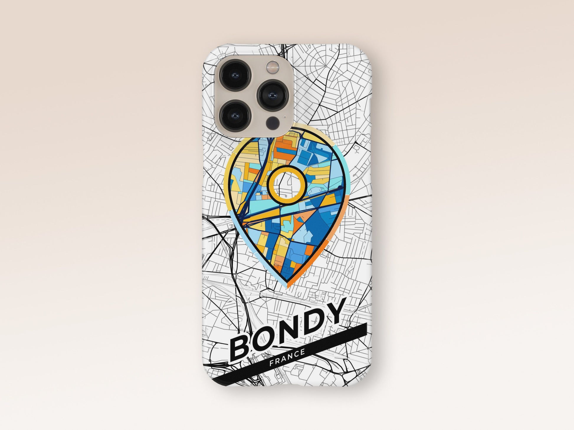 Bondy France slim phone case with colorful icon. Birthday, wedding or housewarming gift. Couple match cases. 1