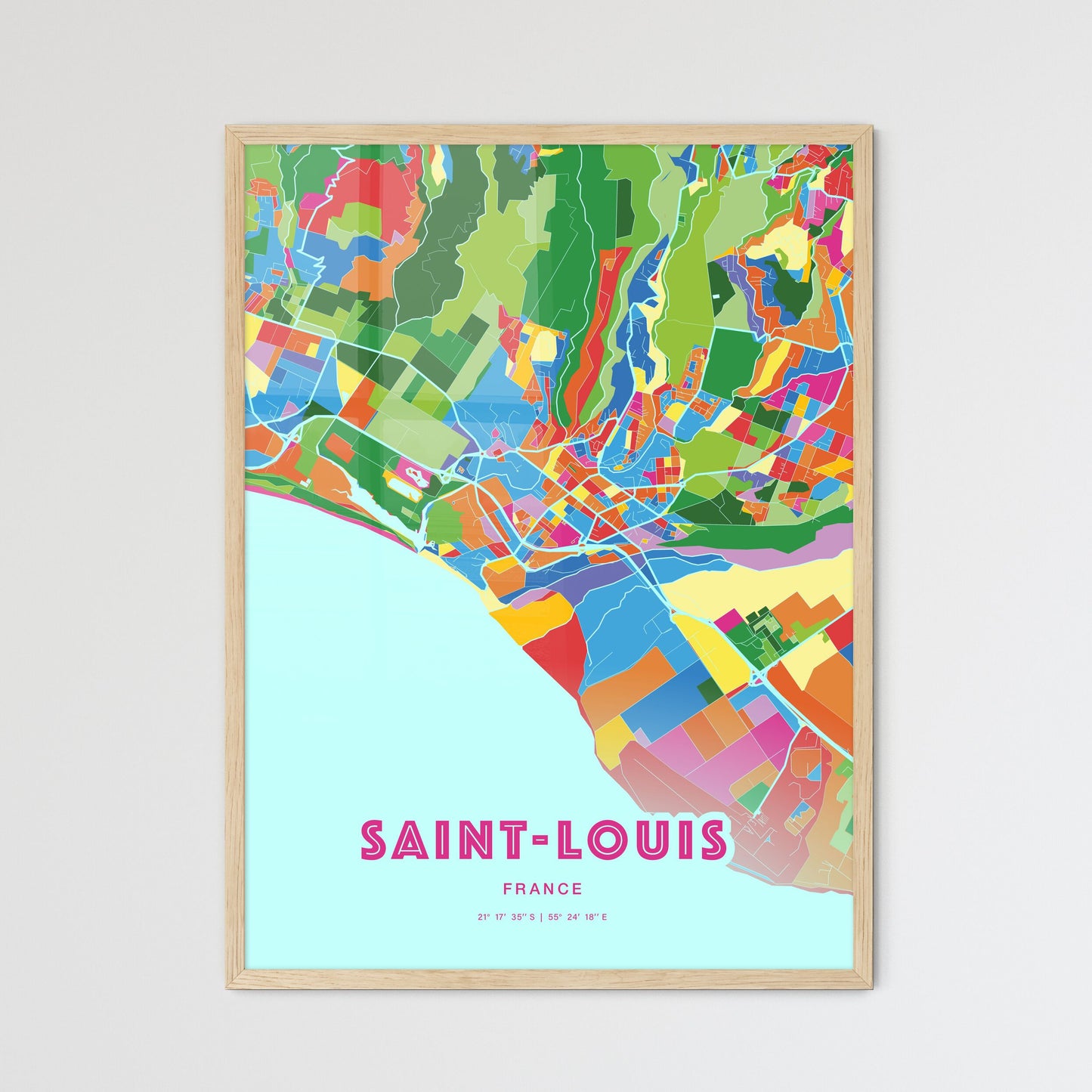 Colorful SAINT-LOUIS FRANCE Fine Art Map Crazy Colors