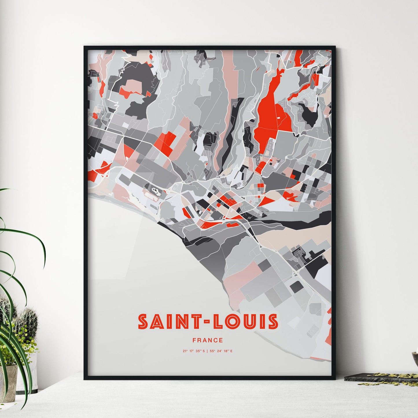 Colorful SAINT-LOUIS FRANCE Fine Art Map Modern
