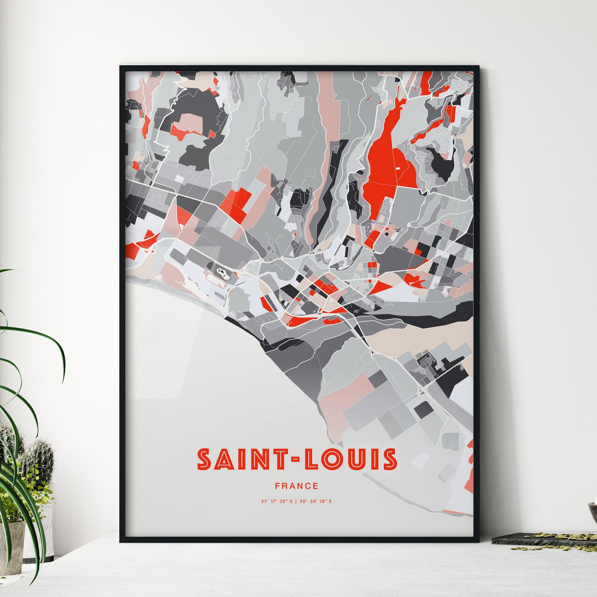 Colorful SAINT-LOUIS FRANCE Fine Art Map Modern