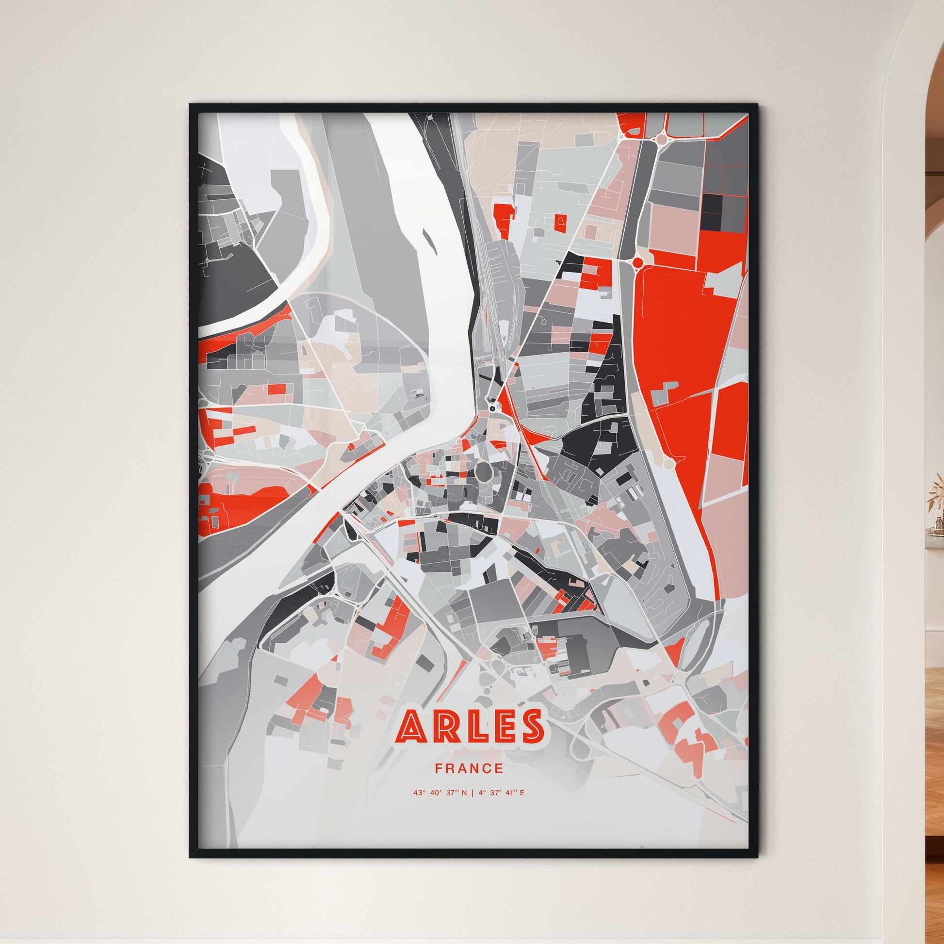 Colorful ARLES FRANCE Fine Art Map Modern