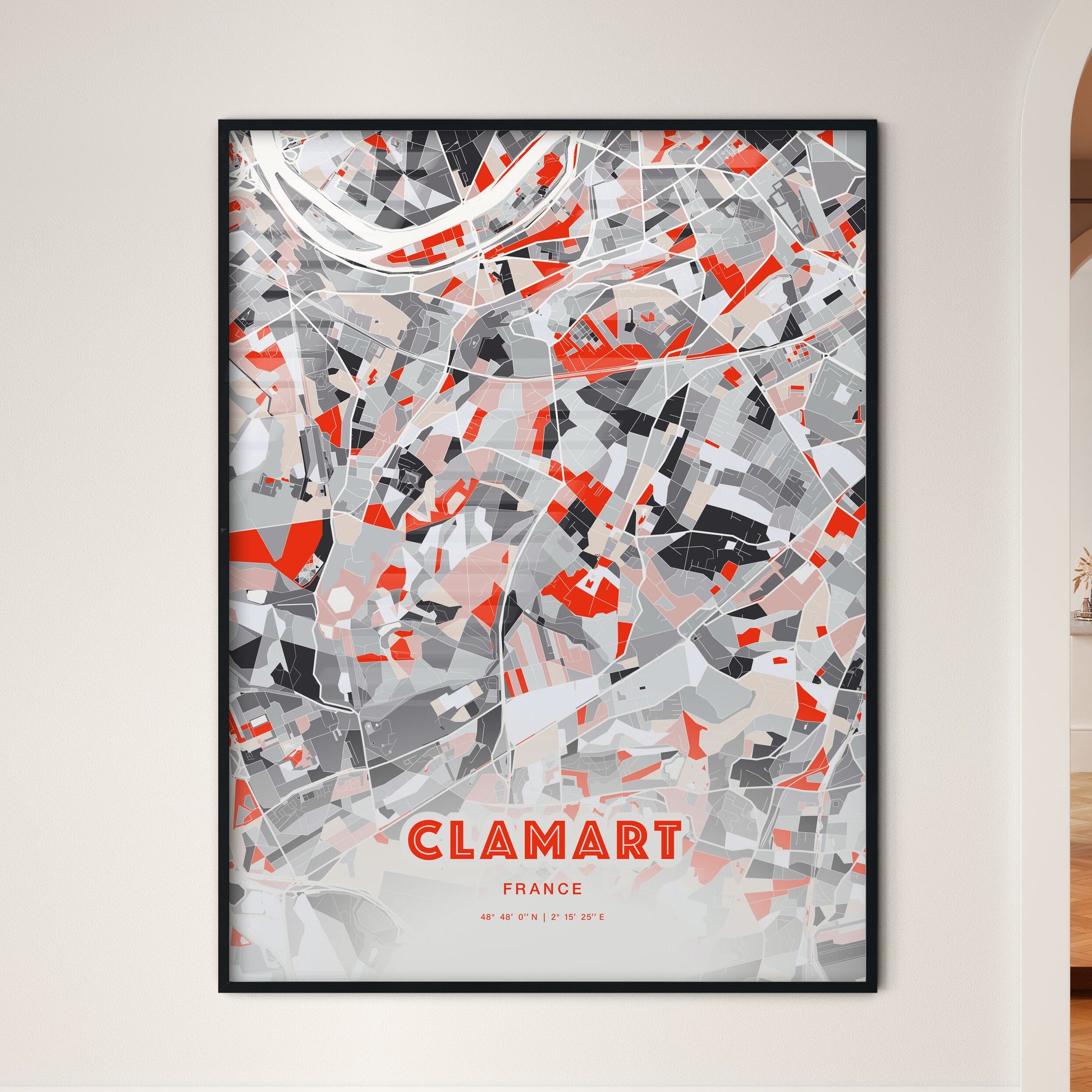 Colorful CLAMART FRANCE Fine Art Map Modern