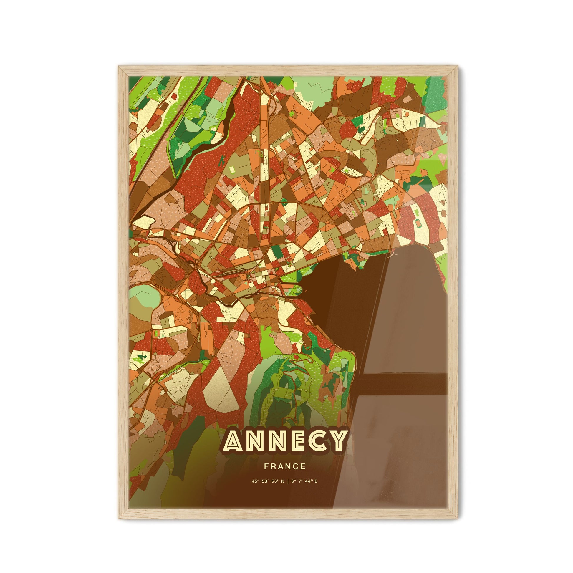 Colorful ANNECY FRANCE Fine Art Map Farmhouse