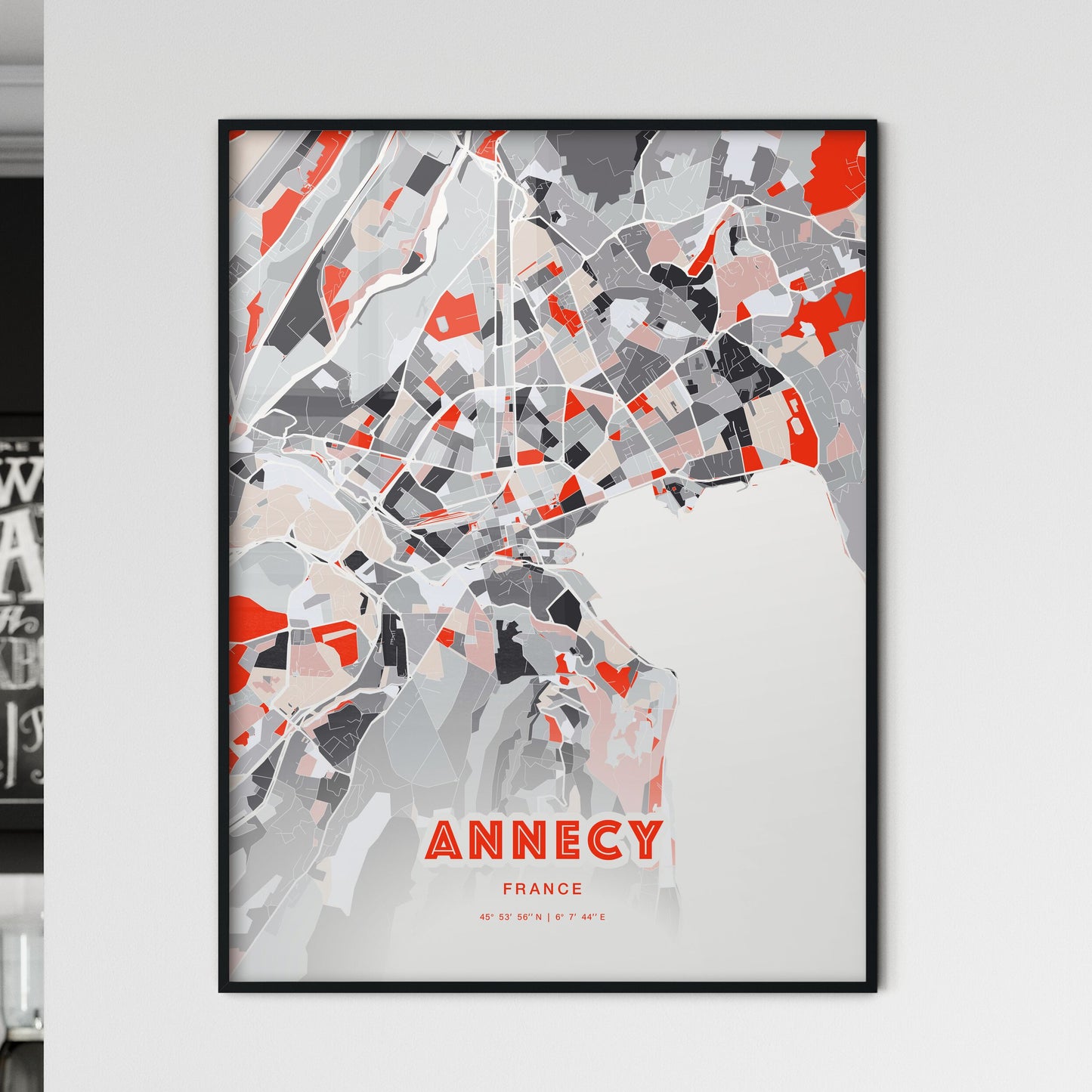 Colorful ANNECY FRANCE Fine Art Map Modern