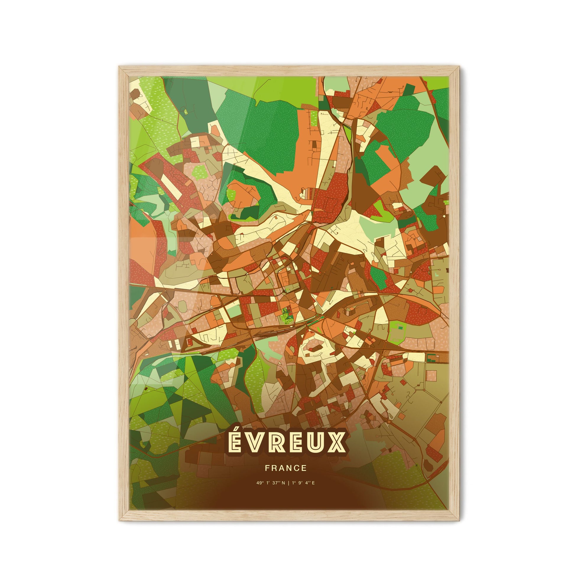 Colorful ÉVREUX FRANCE Fine Art Map Farmhouse