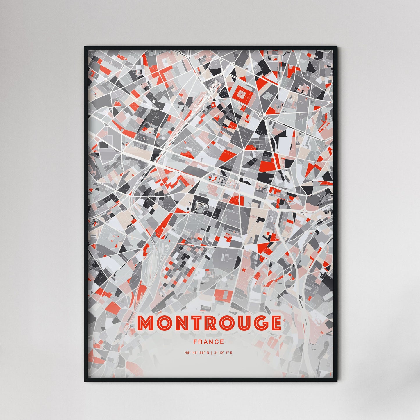 Colorful MONTROUGE FRANCE Fine Art Map Modern