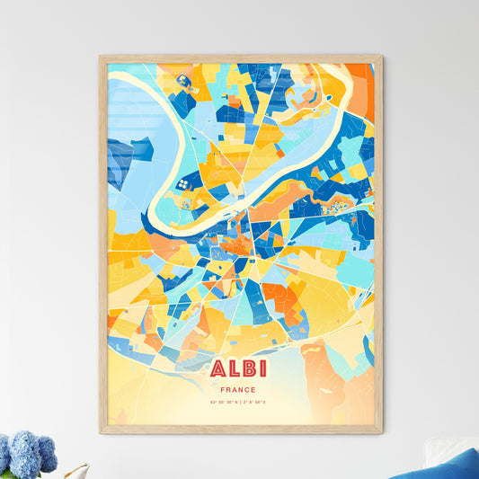 Colorful ALBI FRANCE Fine Art Map Blue Orange