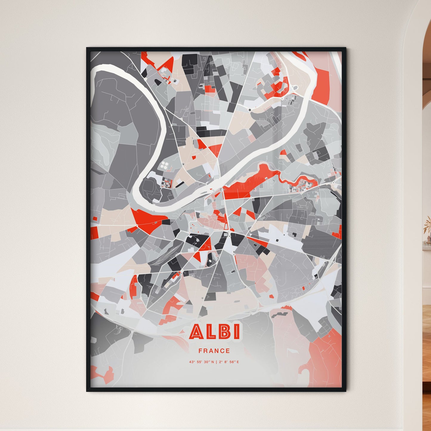 Colorful ALBI FRANCE Fine Art Map Modern